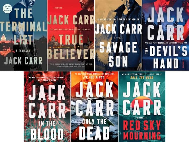 Cover of Terminal List a Thriller Series Volume1-7, Collection 7 Books Set, the Terminal List, True Believer, Savage Son, the Devil's Hand, in the Blood, Only the Dead, Red Sky Mourning, by Jack Carr